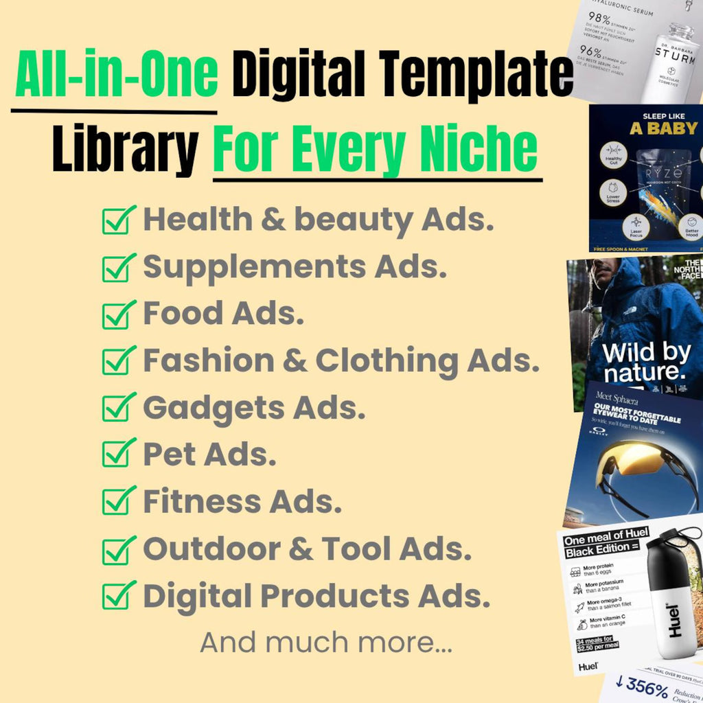 1000+ Meta Ad Templates Canva Bundle: Marketing Ads, Email Templates