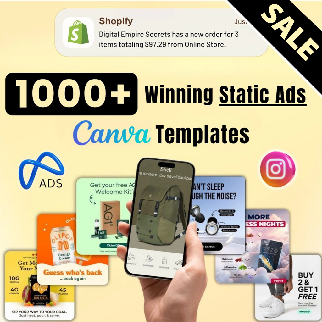1000+ Meta Ad Templates Canva Bundle: Marketing Ads, Email Templates
