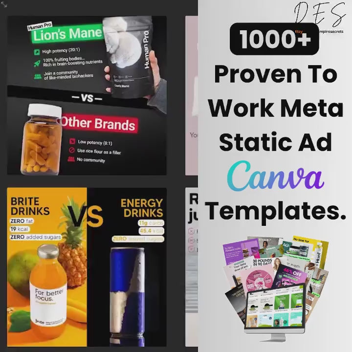 1000+ Meta Ad Templates Canva Bundle: Marketing Ads, Email Templates